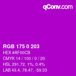 颜色代码: RGB 175 0 203 | qconv.com