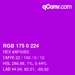 Code couleur: RGB 175 0 224 | qconv.com