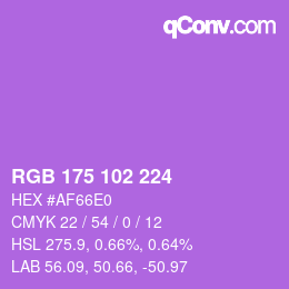 Color code: RGB 175 102 224 | qconv.com