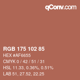 Color code: RGB 175 102 85 | qconv.com