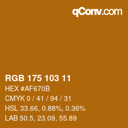 Color code: RGB 175 103 11 | qconv.com