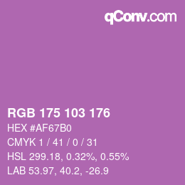 Color code: RGB 175 103 176 | qconv.com