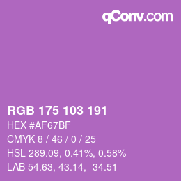 Color code: RGB 175 103 191 | qconv.com