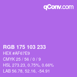 Color code: RGB 175 103 233 | qconv.com