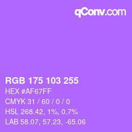 Color code: RGB 175 103 255 | qconv.com