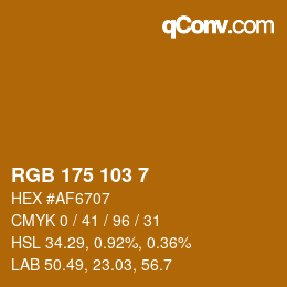 Color code: RGB 175 103 7 | qconv.com