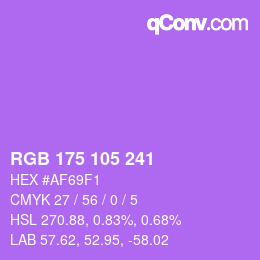 Color code: RGB 175 105 241 | qconv.com