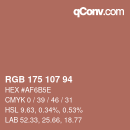 カラーコード: RGB 175 107 94 | qconv.com