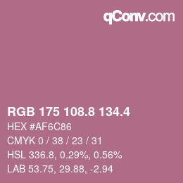 カラーコード: RGB 175 108.8 134.4 | qconv.com