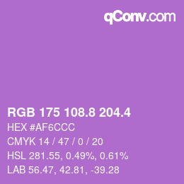 カラーコード: RGB 175 108.8 204.4 | qconv.com