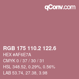 カラーコード: RGB 175 110.2 122.6 | qconv.com