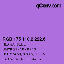 カラーコード: RGB 175 110.2 222.6 | qconv.com