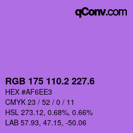 カラーコード: RGB 175 110.2 227.6 | qconv.com