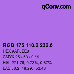 カラーコード: RGB 175 110.2 232.6 | qconv.com