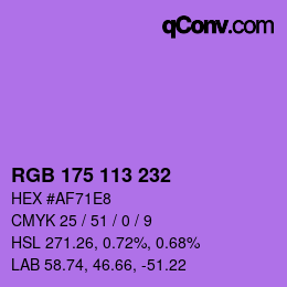 Color code: RGB 175 113 232 | qconv.com