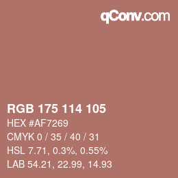 Color code: RGB 175 114 105 | qconv.com