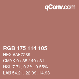 Color code: RGB 175 114 105 | qconv.com