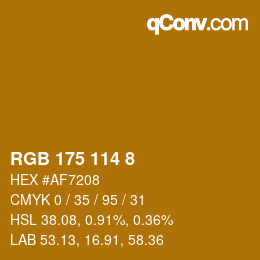 Color code: RGB 175 114 8 | qconv.com