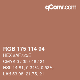 Color code: RGB 175 114 94 | qconv.com