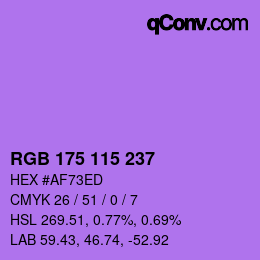 Color code: RGB 175 115 237 | qconv.com