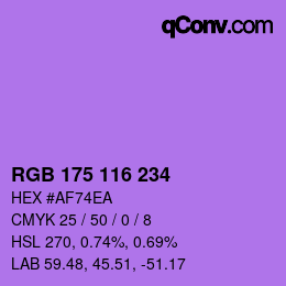 颜色代码: RGB 175 116 234 | qconv.com