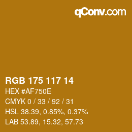 颜色代码: RGB 175 117 14 | qconv.com