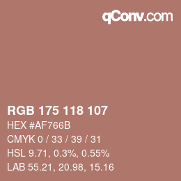 Código de color: RGB 175 118 107 | qconv.com