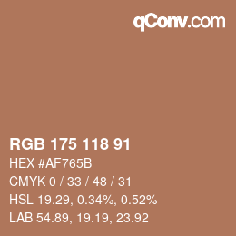 Color code: RGB 175 118 91 | qconv.com