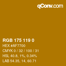 Color code: RGB 175 119 0 | qconv.com