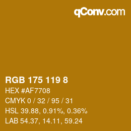 Color code: RGB 175 119 8 | qconv.com