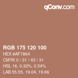 颜色代码: RGB 175 120 100 | qconv.com