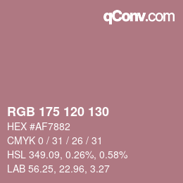 Color code: RGB 175 120 130 | qconv.com