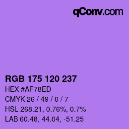 Color code: RGB 175 120 237 | qconv.com