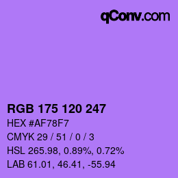 カラーコード: RGB 175 120 247 | qconv.com