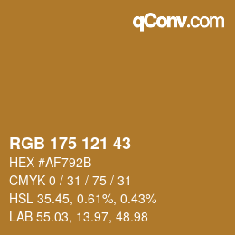 Color code: RGB 175 121 43 | qconv.com