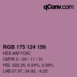 颜色代码: RGB 175 124 156 | qconv.com