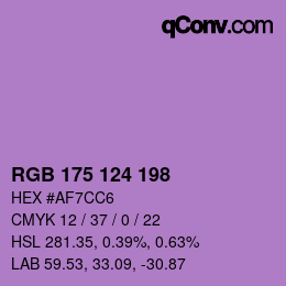 Color code: RGB 175 124 198 | qconv.com