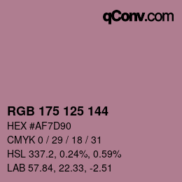 カラーコード: RGB 175 125 144 | qconv.com