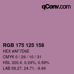 Color code: RGB 175 125 158 | qconv.com