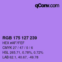 カラーコード: RGB 175 127 239 | qconv.com