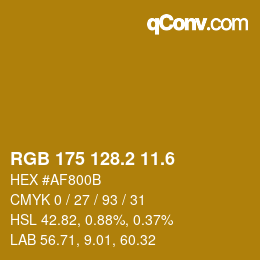 カラーコード: RGB 175 128.2 11.6 | qconv.com