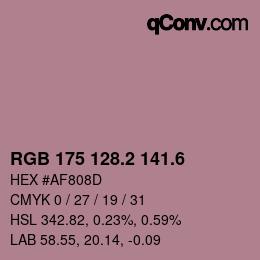 カラーコード: RGB 175 128.2 141.6 | qconv.com
