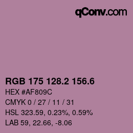 カラーコード: RGB 175 128.2 156.6 | qconv.com