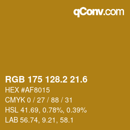 カラーコード: RGB 175 128.2 21.6 | qconv.com