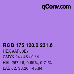 カラーコード: RGB 175 128.2 231.6 | qconv.com