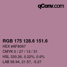 カラーコード: RGB 175 128.6 151.6 | qconv.com