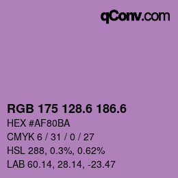 カラーコード: RGB 175 128.6 186.6 | qconv.com