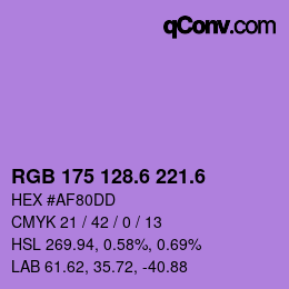 カラーコード: RGB 175 128.6 221.6 | qconv.com