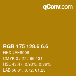 カラーコード: RGB 175 128.6 6.6 | qconv.com