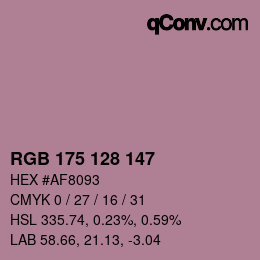 Color code: RGB 175 128 147 | qconv.com